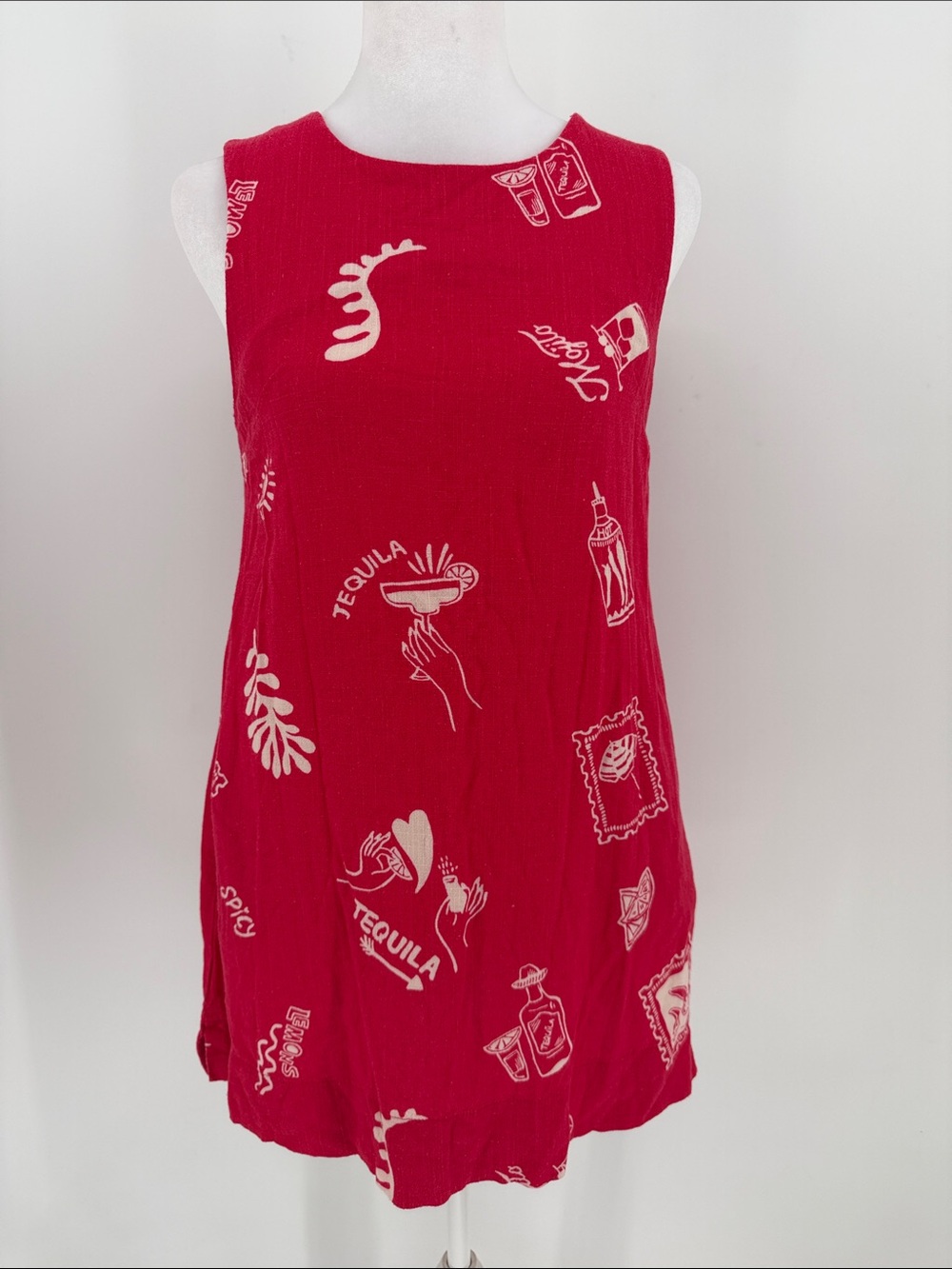 Anthropologie Paper Heart Tequila Print Shift Dress XS Pink Sleeveless